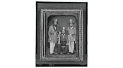 Foremen from the Phoenix Fire Company and Mechanic Fire Company in Charleston, SC, pose for a Daguerreotype, circa 1855.