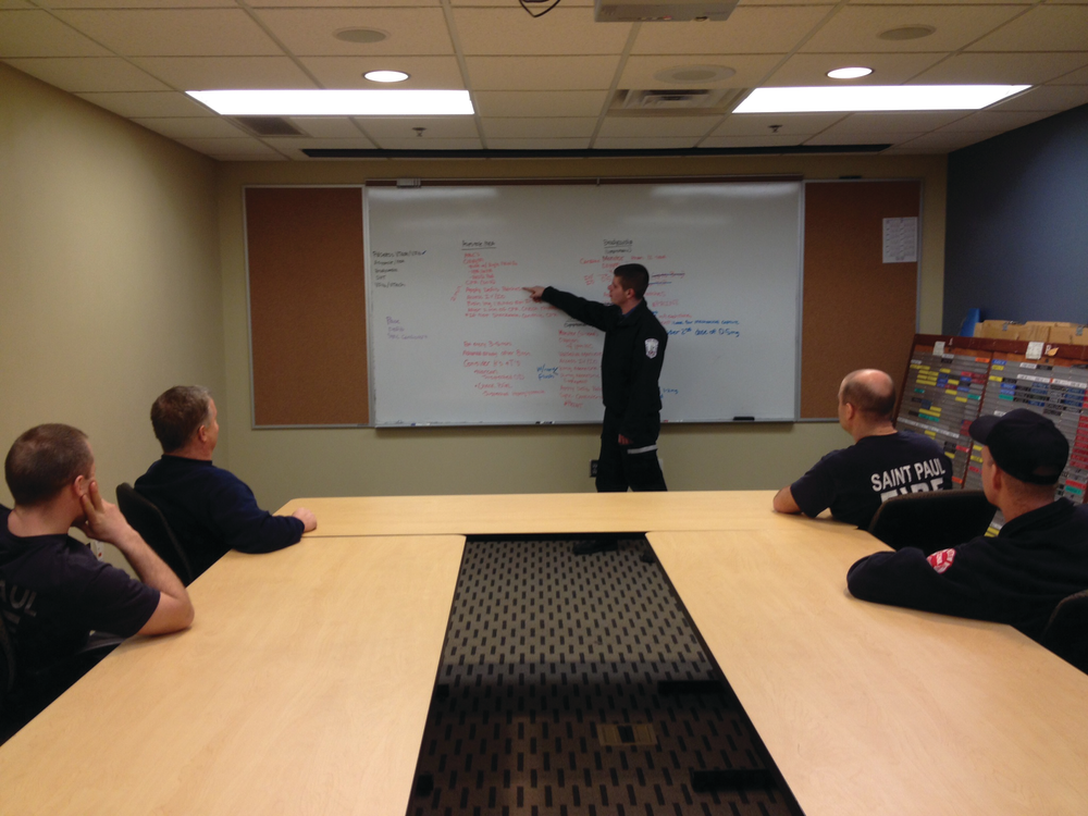 Whether it's for a post-incident critique or sharing new policies, the whiteboard is a versatile tool that firefighters can use for any number of training mediums.