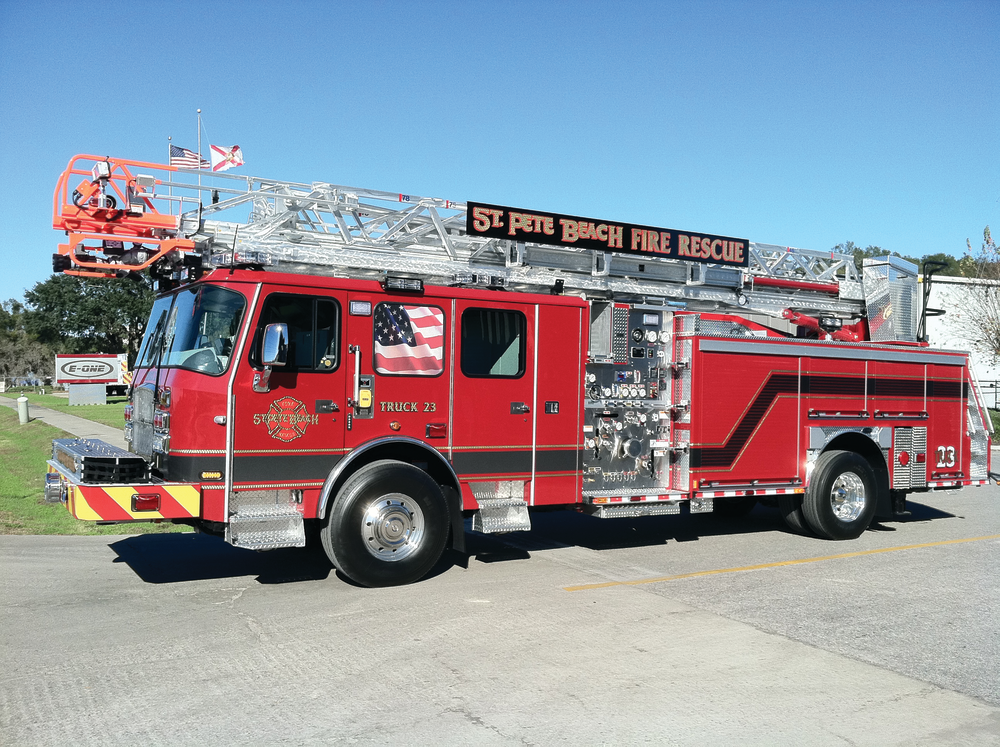 The St. Pete Beach, FL, Fire Department has taken delivery of an E-ONE Sidestacker 78-foot aerial