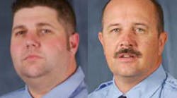Fallen Bryan Texas Fire Lieutenants Eric Wallace, left and Gregory Pickard, right.