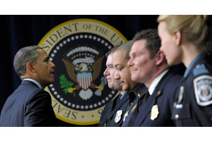 Prince George's County Firefighter Brandon Goff, second from left, said it was an honor to meet President Obama.