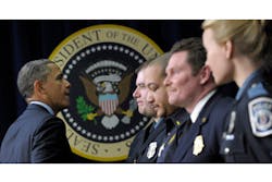Prince George's County Firefighter Brandon Goff, second from left, said it was an honor to meet President Obama. Prince George's County Firefighter Brandon Goff, second from left, said it was an honor to meet President Obama.