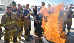 Students worked with thermal imaging cameras at the Escondido Fire Academy during the live fire class. Students worked with thermal imaging cameras at the Escondido Fire Academy during the live fire class.