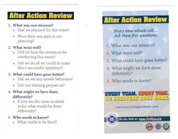 The National Fallen Firefighters Foundation proposes that every emergency response unit conduct an After Action Review following every response. The National Fallen Firefighters Foundation proposes that every emergency response unit conduct an After Action Review following every response.