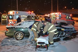 Highway accident scenes are especially perilous when snow or ice conditions are present. Highway accident scenes are especially perilous when snow or ice conditions are present.