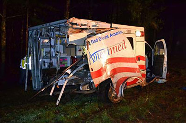 The patient in this ambulance called 911 after being ejected.