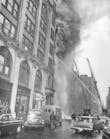 NEW YORK CITY: MARCH 19, 1958 &ndash; FDNY units battle a five-alarm fire at 623 Broadway in Manhattan. A textile oven exploded and set fire to the third floor of the five-story factory. Twenty-five people were killed and numerous others were saved by firemen using Ladder 20&rsquo;s aerial ladder. The fire was reported at 3:55 P.M.