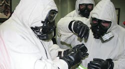 Emergency responders attending the TERT course sample for the possible detection of the biological material Ricin. These students worked with biological materials Ricin and Anthrax, and also nerve agents GB and VX, during their course.