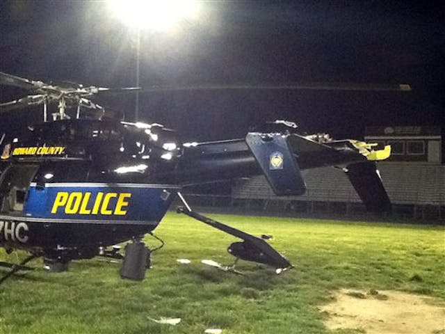 The tail rotor was damaged, but the officers aboard are OK after this emergency landing in Howard County.