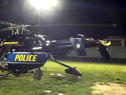 The tail rotor was damaged, but the officers aboard are OK after this emergency landing in Howard County. The tail rotor was damaged, but the officers aboard are OK after this emergency landing in Howard County.