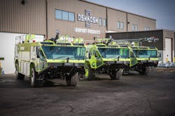 Oshkosh Airport Products Group delivers three Oshkosh Striker aircraft rescue and fire fighting (ARFF) vehicles to National Airports Corporation in Papua New Guinea. Oshkosh Airport Products Group delivers three Oshkosh Striker aircraft rescue and fire fighting (ARFF) vehicles to National Airports Corporation in Papua New Guinea.