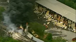 This was the scene of a train derailment and explosion on Tuesday. This was the scene of a train derailment and explosion on Tuesday.