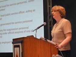 Rita Fahy delivers the news on firefighter deaths Tuesday morning in Chicago. Rita Fahy delivers the news on firefighter deaths Tuesday morning in Chicago.