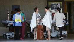 Passengers from Asiana Flight 214 are treated at San Francisco General Hospital after the plane crashed at San Francisco International Airport.