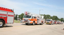 More than 60 fire apparatus participated in the parade down American Drive in front of the Pierce Mfg. plant.