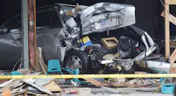 Three children and an adult were hurt after vehicles hit in Kansas City day care center. Three children and an adult were hurt after vehicles hit in Kansas City day care center.
