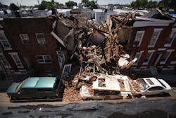 Eight people including a baby were hurt in this house collapse Monday morning in Philadelphia. Eight people including a baby were hurt in this house collapse Monday morning in Philadelphia.