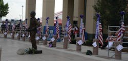 A memorial service was held in Prescott, AZ. Flags and the name of each of the 19 Hotshots were displayed outside. More than 30,000 were in attendance from around the world.