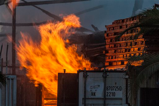 Flames burned for more than eight hours in a Santa Ana warehouse.