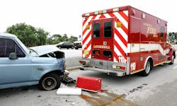 Three Lauderhill Fire-Rescue paramedics were injured Friday in a rear-end crash in Plantation at Sunrise Boulevard and Northwest 47th Avenue, officials said. Plantation Fire Rescue took the paramedics to North Shore Medical Center-FMC Campus for neck and back pain. The other driver did not complain of injuries, according to Plantation Fire Rescue Battalion Chief Joel Gordon.