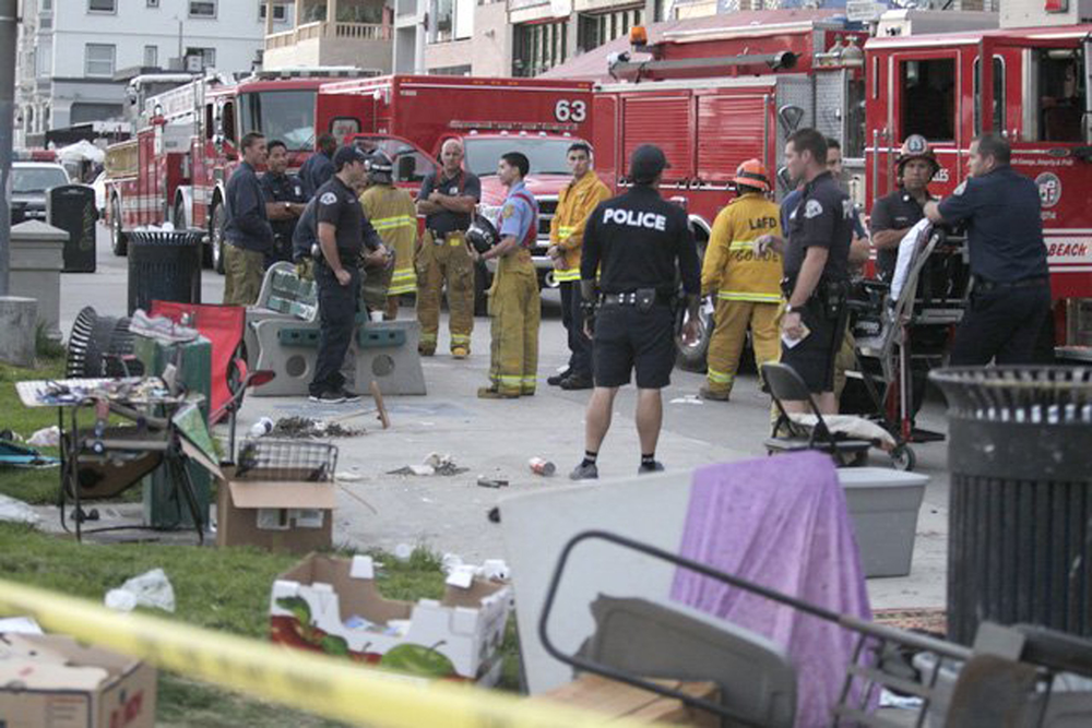 This is the scene on the boardwalk after people were struck.