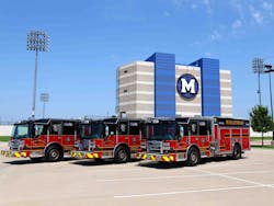 Photo Caption: These three Dash CF pumpers will soon be joined by a Dash CF aerial platform, making the Midlothian Fire Department the nation&rsquo;s first all Dash CF fleet.