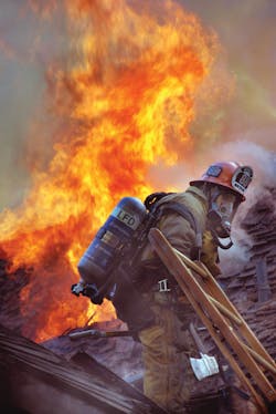OCT. 30: ENCINO, CA – Over 100 Los Angeles firefighters battled a huge blaze raging at an Encino home that injured two captains and two firefighters. The home's location was a challenge as firefighters faced curvy narrow roads and had to hike equipment a 1/4-mile uphill to the structure. A long and relentless attack led to a fully extinguished blaze in two hours and 20 minutes. Two pet dogs were found deceased. OCT. 30: ENCINO, CA – Over 100 Los Angeles firefighters battled a huge blaze raging at an Encino home that injured two captains and two firefighters. The home's location was a challenge as firefighters faced curvy narrow roads and had to hike equipment a 1/4-mile uphill to the structure. A long and relentless attack led to a fully extinguished blaze in two hours and 20 minutes. Two pet dogs were found deceased.