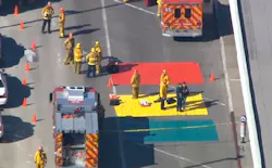 Triage areas were set up outside the terminal.