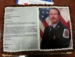 This cake was delivered to Chief Marc Bashoor.