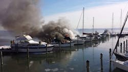 Two boats burn near Annapolis. Two boats burn near Annapolis.
