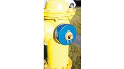 Figure 1. Color-coded discharge cap covers provide an easy and highly visible way to identify the gpm rating of hydrants.