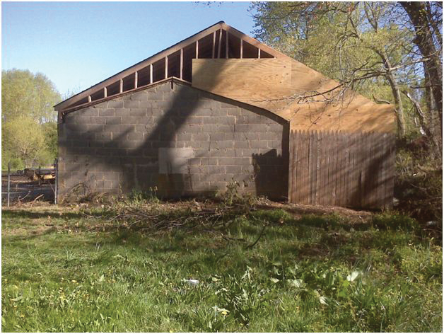 Photo 4. The same garage in the last photograph was a concrete block building with a wood frame addition.