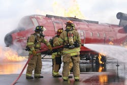 The training props, which included a mock airplane, were supplied by Kellogg Community College.