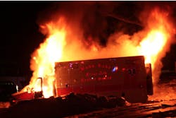 The crew and patient escaped the fire. The crew and patient escaped the fire.