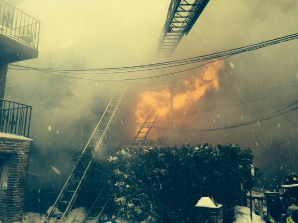 FDNY crews are battling this house fire.