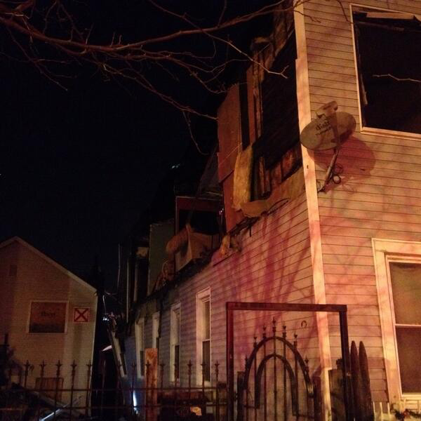 Two women were injured when an explosion caused a fire at this Chicago home.