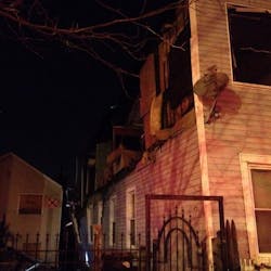 Two women were injured when an explosion caused a fire at this Chicago home. Two women were injured when an explosion caused a fire at this Chicago home.