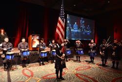 The San Diego Firefighters' Emerald Society Pipe and Drums were on hand for the opening of the 2014 Firehouse World conference and exhibition in San Diego. The San Diego Firefighters' Emerald Society Pipe and Drums were on hand for the opening of the 2014 Firehouse World conference and exhibition in San Diego.