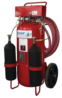 ACAF Systems&apos; Compressed Air Foam Wheeled and Skid Mounted Extinguishers are available in 20- to 500-gallon configurations.