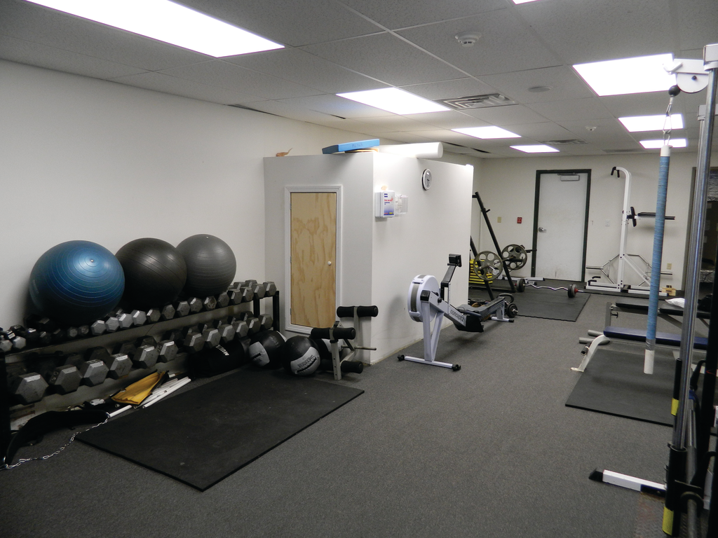 The department's fitness area should be organized for maximum use of equipment and floor space, but to also enable members to move freely while reducing the risk of trip hazards.