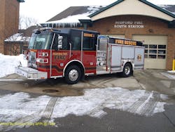 Redford Township Fire Department&apos;s new Sutphen pumper.