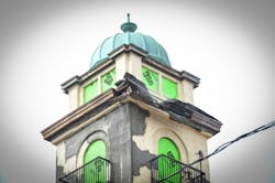 The hose tower at Toledo Fire Department was damaged. The hose tower at Toledo Fire Department was damaged.