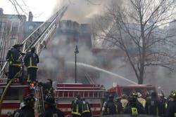 The fire extended to the upper floors from the basement. Apparently, welders were working on the adjacent property to install a railing when the fire ignited and spread to the basement where the two firefighters were trapped and later found. Winds from the Charles River in the rear of the structure were from 30 to 45 mph.