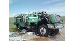 Three firefighters were responding to a wildland call in Wyoming last summer when their U.S. Forest Service Type 3 engine was involved in a rollover accident. The engine was destroyed, but the crew survived. They were seated and belted, and escaped through the driver&apos;s-side door.