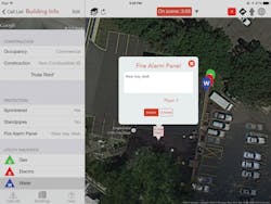 The application can be used to pre-plan critical information, such as fire department connection and alarm panel locations, access points and more.