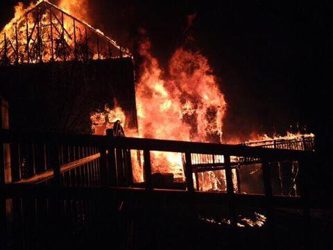 A family of six escaped injury from this house blaze.