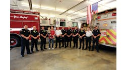 Kevin Harvick and his 18-month-old son, Keelan, visits the Oak Ridge (NC) Fire Department.