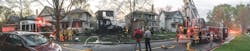 Oak Park, IL, May 5, 2014 – An early-morning fire spread to the exposures on either side of a 2-1/2-story wood-frame dwelling. Oak Park used a tower ladder, a deck gun and several handlines. Berwyn used a ladder pipe to hit the fire. Oak Park, IL, May 5, 2014 – An early-morning fire spread to the exposures on either side of a 2-1/2-story wood-frame dwelling. Oak Park used a tower ladder, a deck gun and several handlines. Berwyn used a ladder pipe to hit the fire.