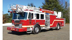 THE NEEDHAM, MA, FIRE DEPARTMENT has taken delivery of a KME 79-foot AerialCat rear-mount ladder
