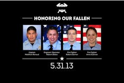 Capt. Matthew Renaud, Engineer Operator Robert Bebee, Firefighter Robert Garner and Anne Sullivan died in the Southwest Inn Fire.
